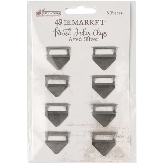 49 And Market Curators Aged Silver Metal Index Clips, 8ct.